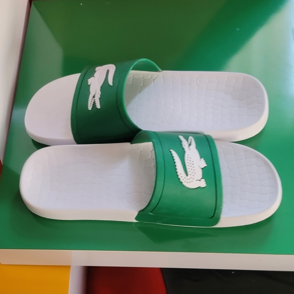 ❗️LACOSTE White Slide Sandals with Embossed Logo ❗️ - Picture 8 of 15